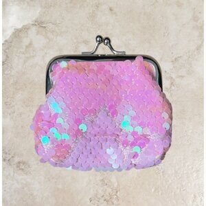 3.5" Pink Color Change Sequin Snap Closure Coin Purse